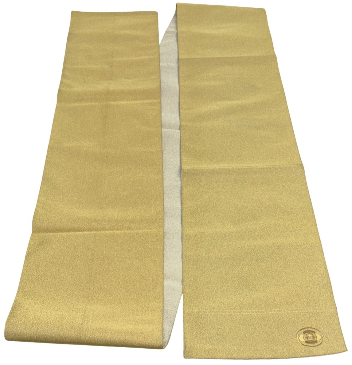 Japanese Vintage Kimono Fukuro Obi Silk Gold Traditional embroidery 174x11in