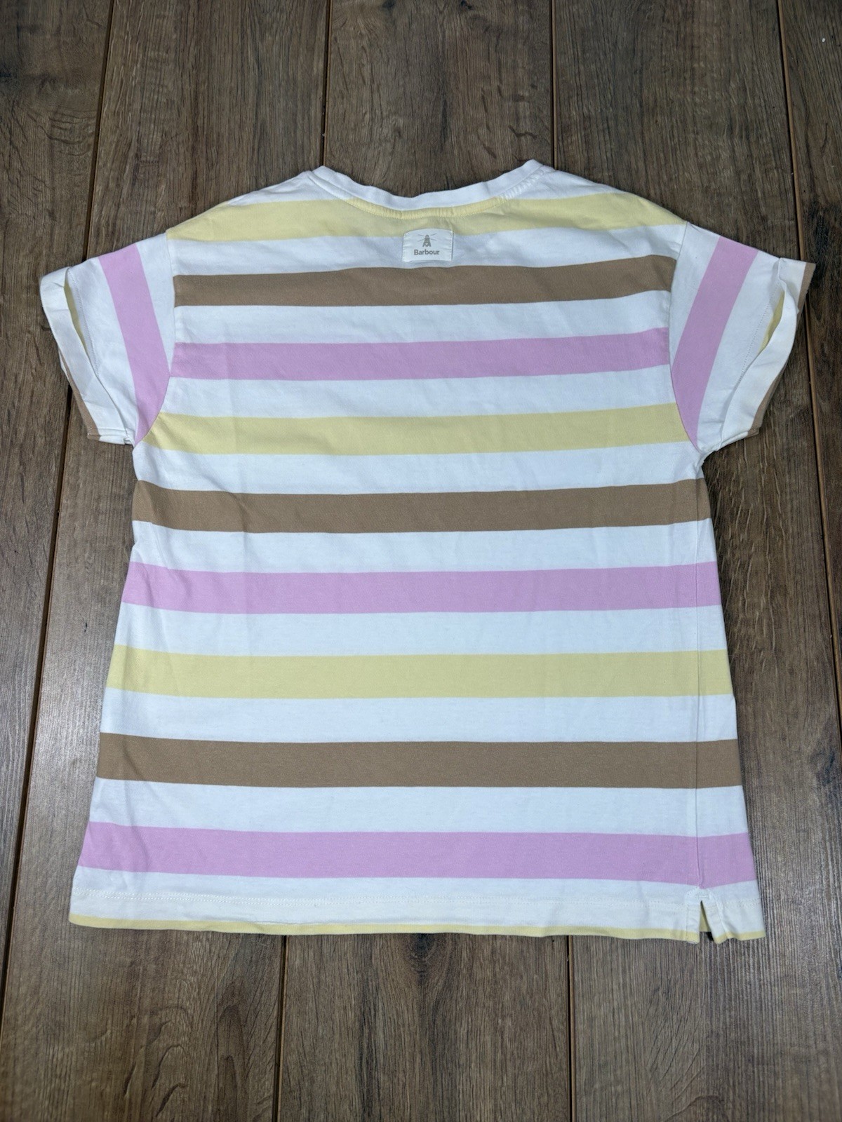 Women’s Barbour Lyndale Brown Pink Multicoloured Striped T-Shirt size 10