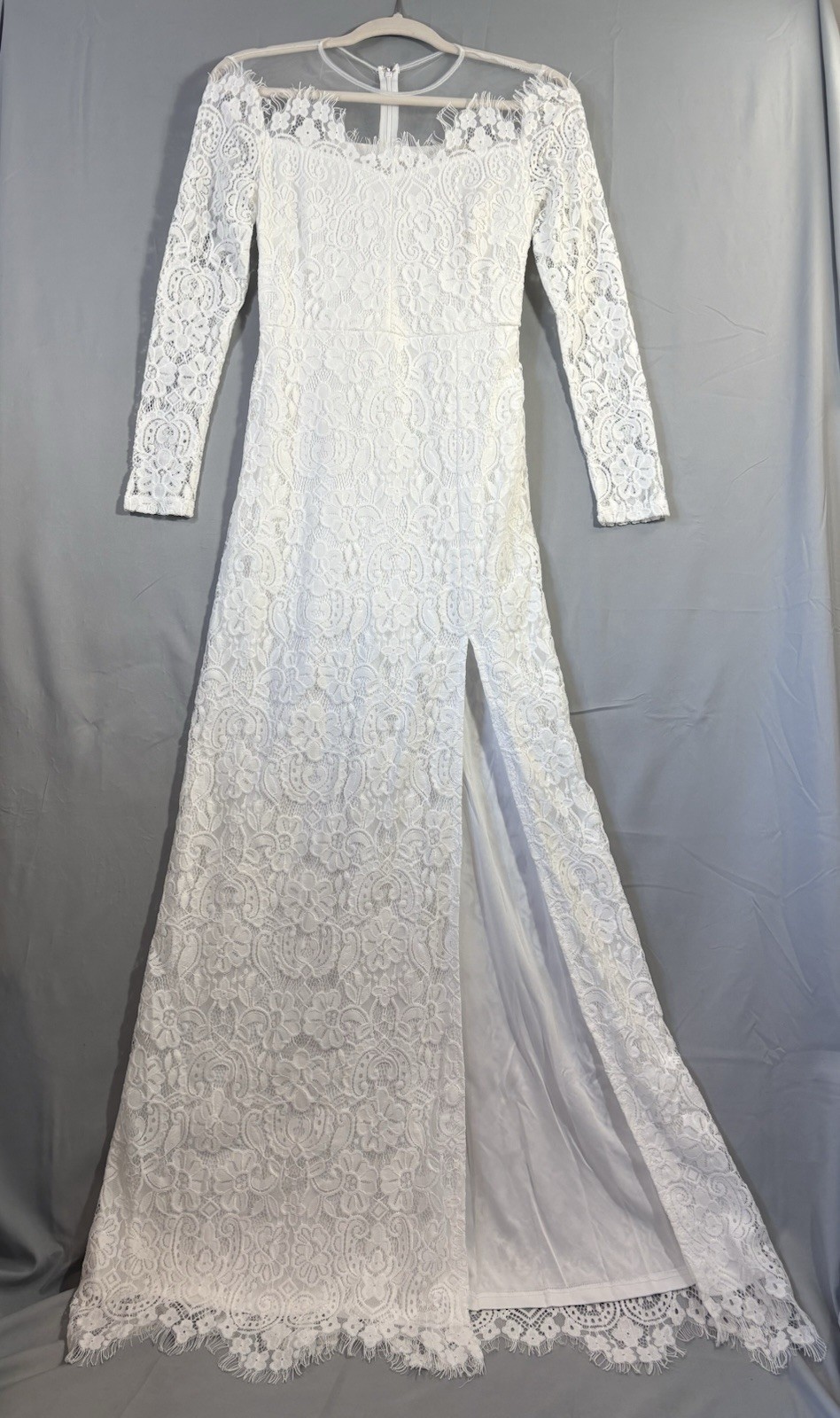 Southern Fried Chics White Wedding Dress sz XS NWT Thigh-High Slit Boho Elegant