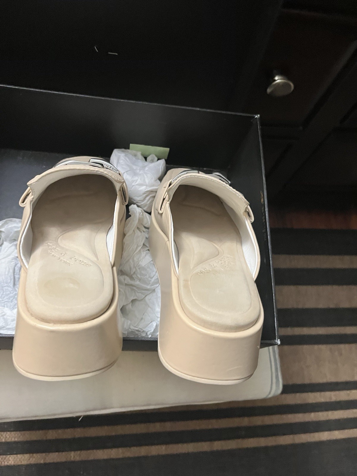 Rag And Bone Leather platform mules with silver chain link