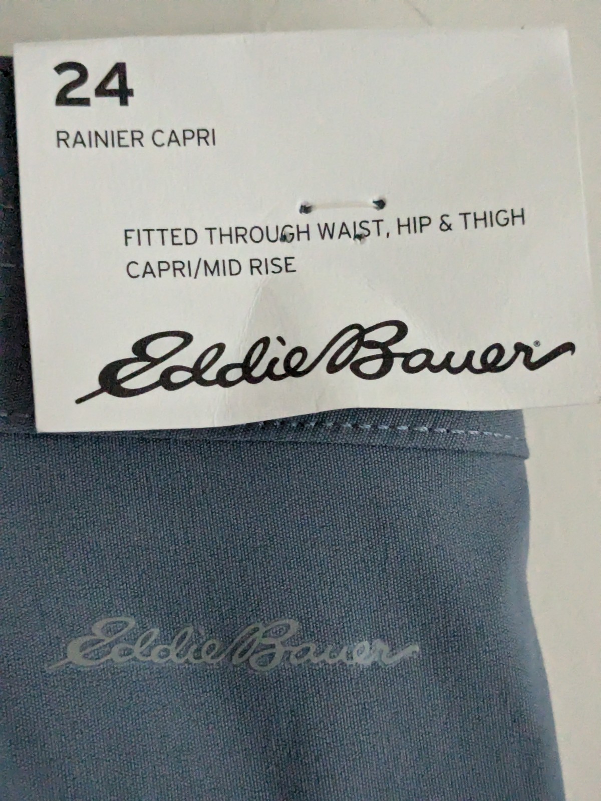 NWT Eddie Bauer Rainier Gray Blue Pants Capri Yoga Walking Golf Pickleball 3X
