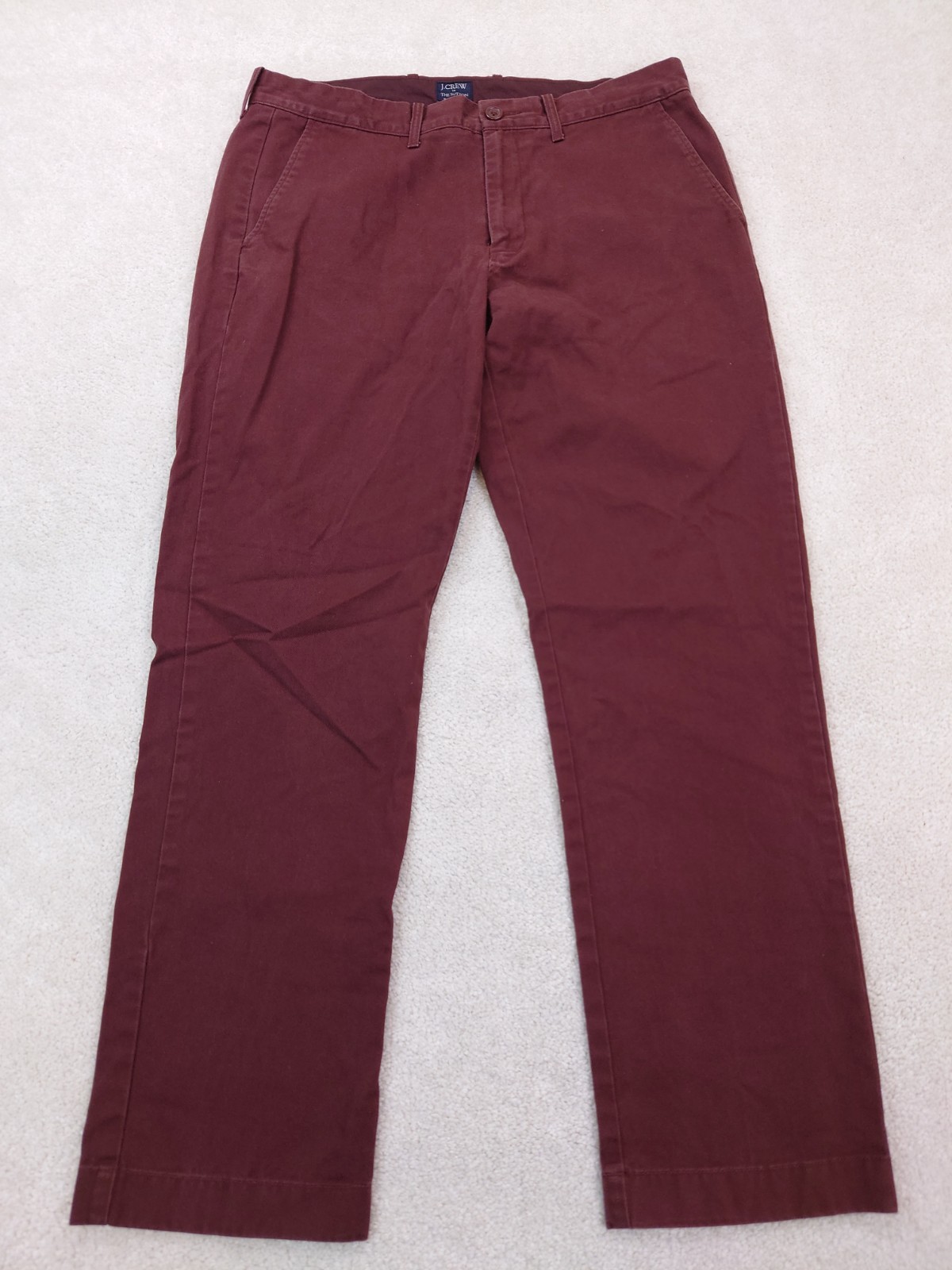 J Crew The Sutton Maroon Straight Leg Chino Pant 100% Cotton Brown Men’s 34×29