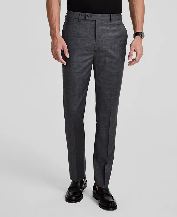 Calvin Klein Men’s Gray Slim-Fit Wool-Blend Stretch Suit Pants Size: 30W x 30L