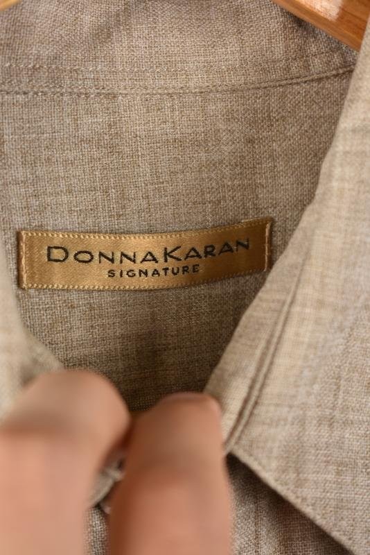 Men DKNY Shirt Brown Wool Linen 38 / M / 46