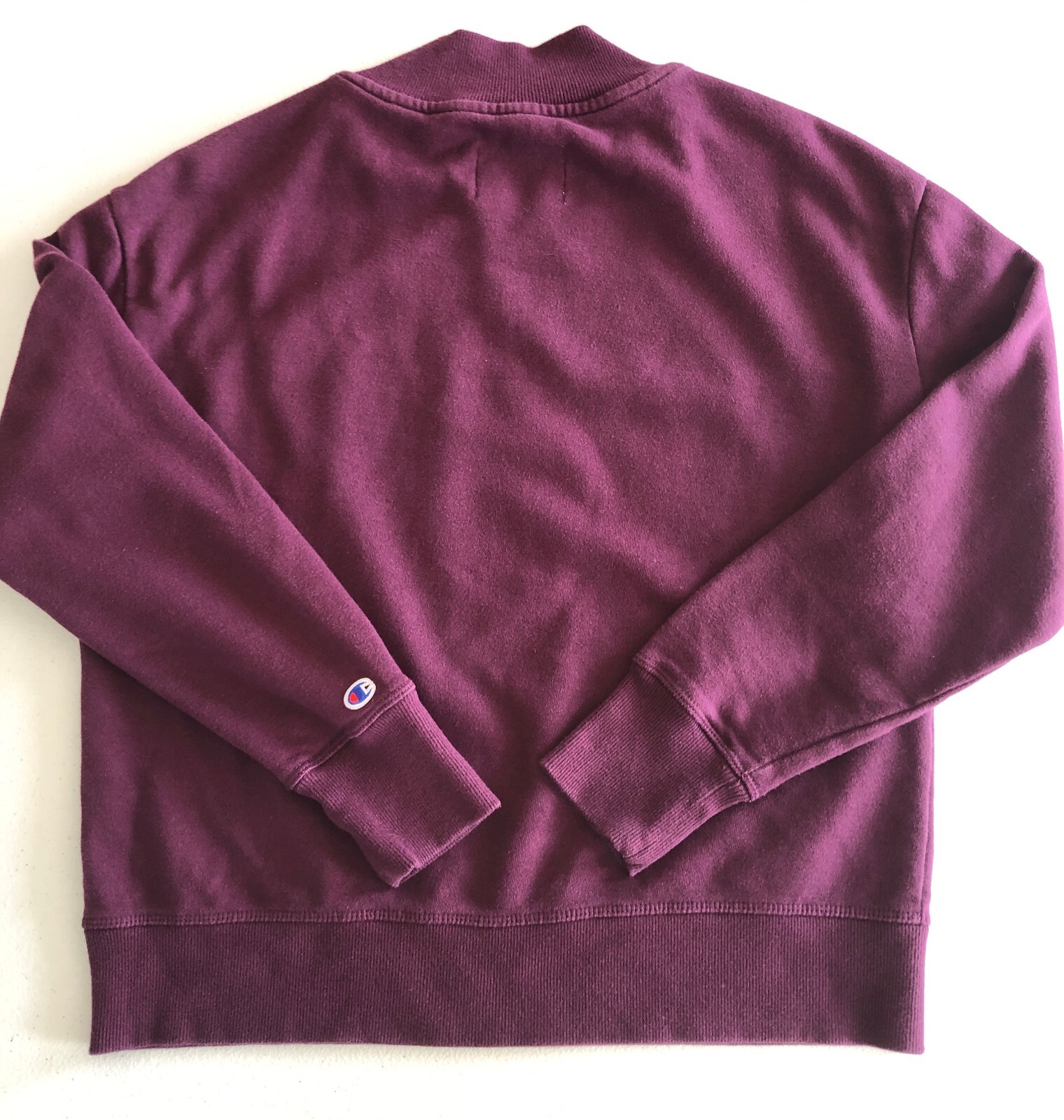vtg Champion Mock Neck Sweatshirt Sz S Dark Magenta Cotton Blend Crop LOGO