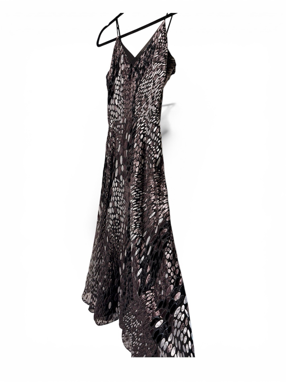 White House Black Market Animal Print Chiffon V-Neck Midi Dress Lined Sz 4
