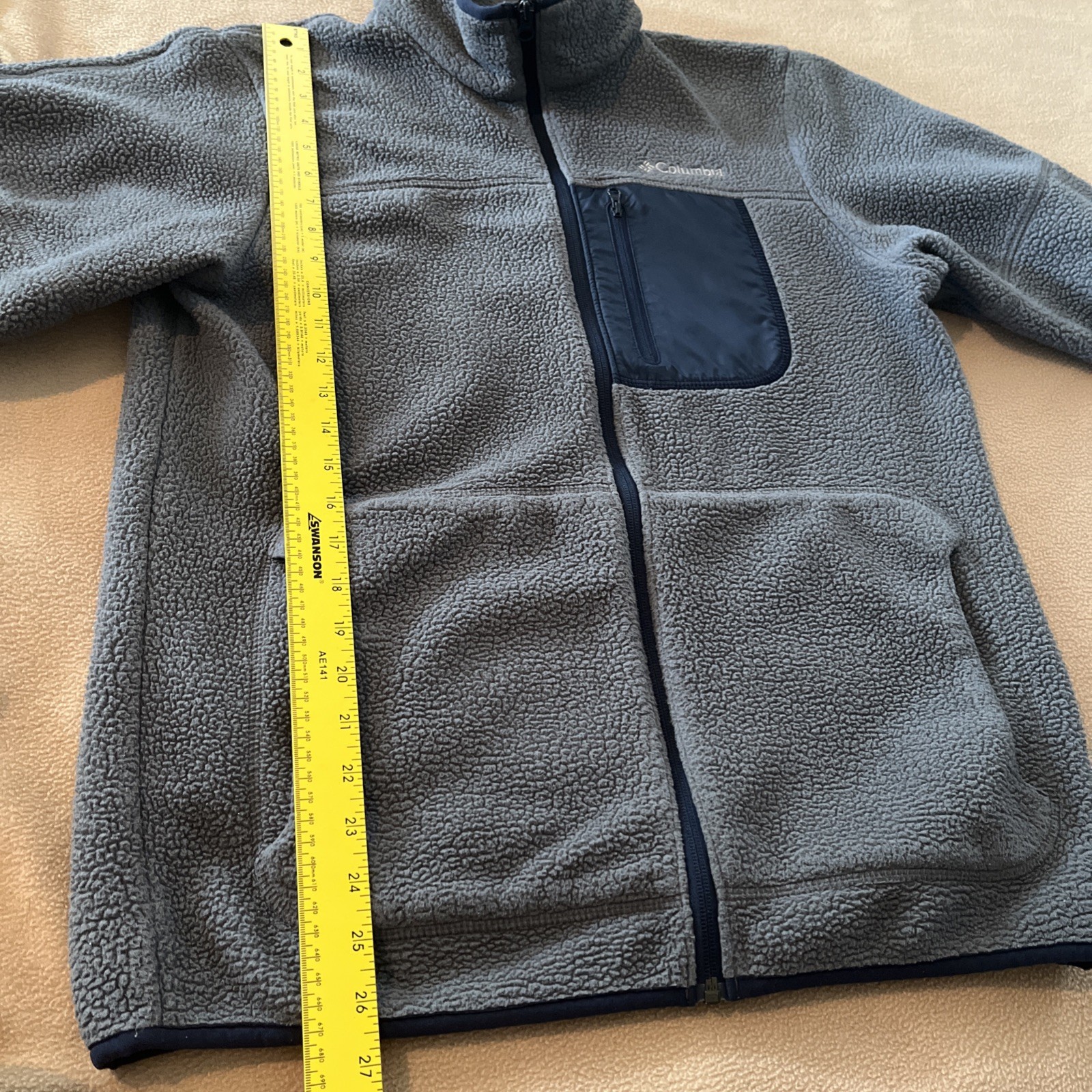 Columbia Fast Trek II Fleece Jacket Men’s Small Blue Gray Sherpa Full Zip