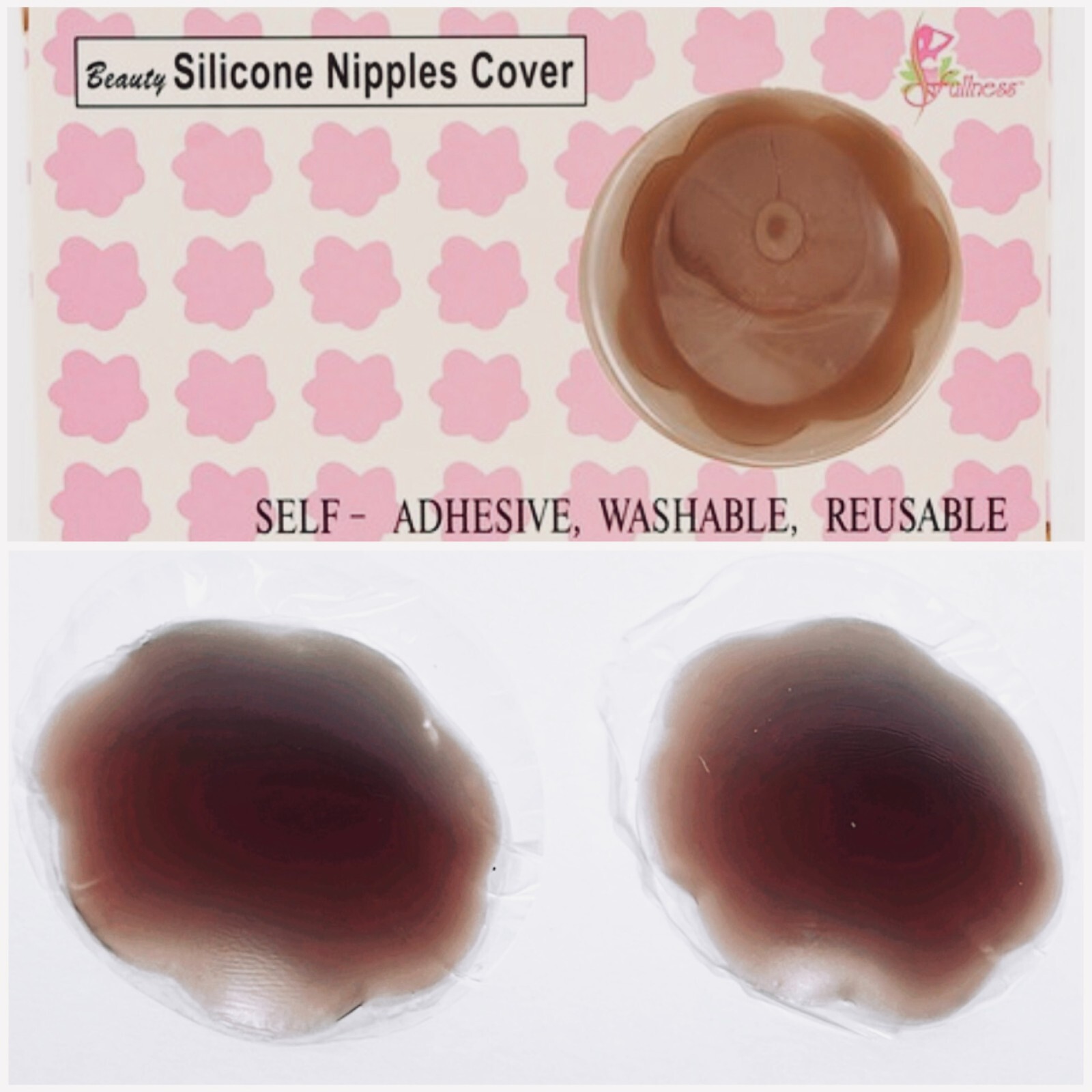 2 Pairs Fullness Soft Silicone Reusable Self Adhesive Breast Petal Nipple Covers