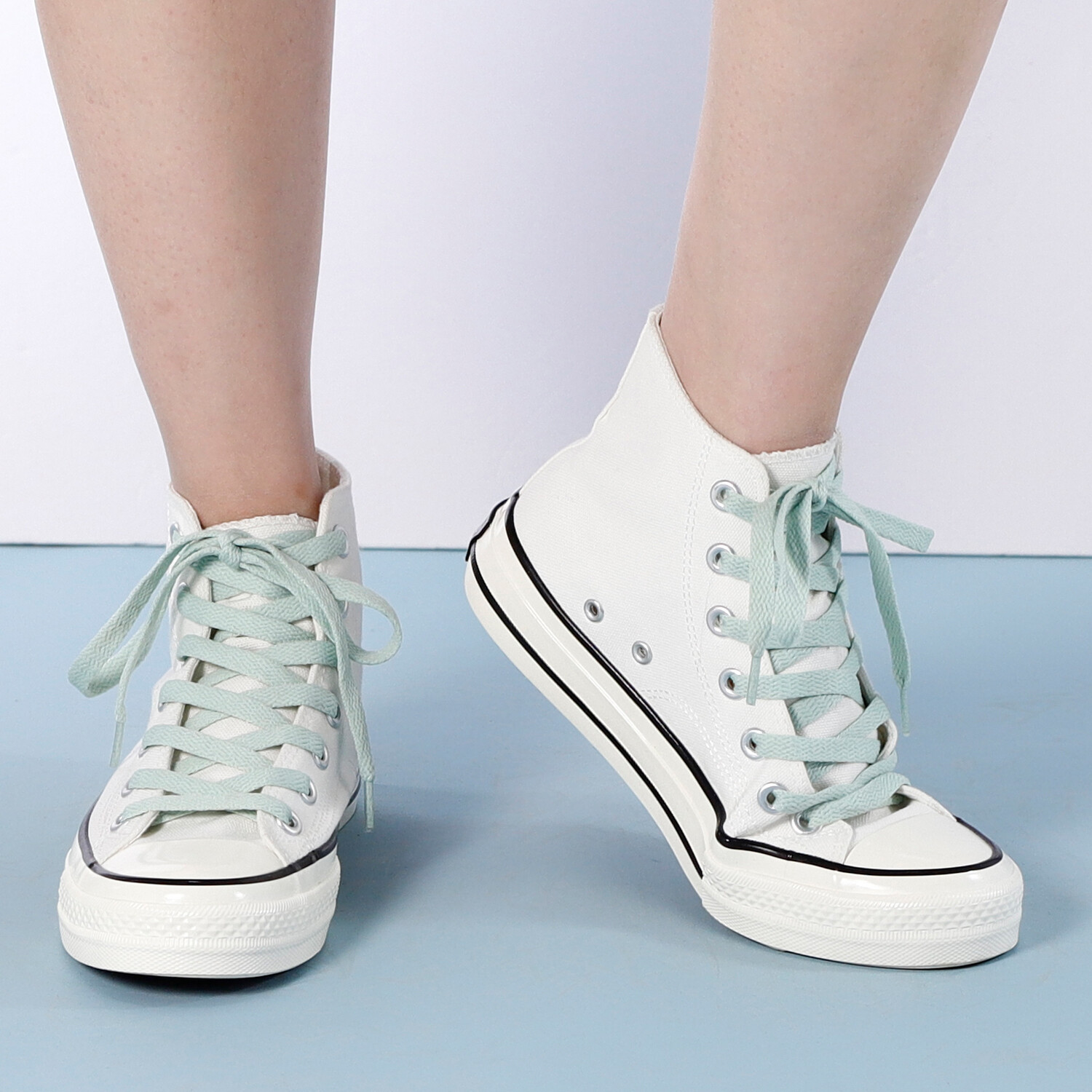 1Pair 24 27 36 45 63 72 Inch Flat Shoelaces Replacement for Sneakers Mint Green