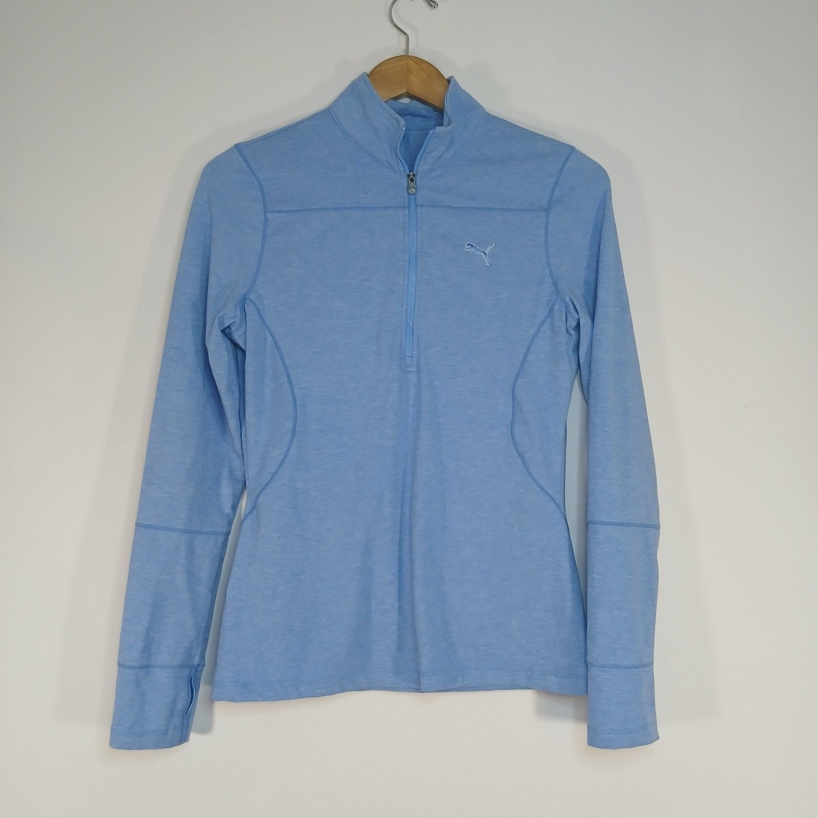 Puma Golf Cobra Blue Long Sleeve Top Small Sporty Style Thumbholes Athleisure