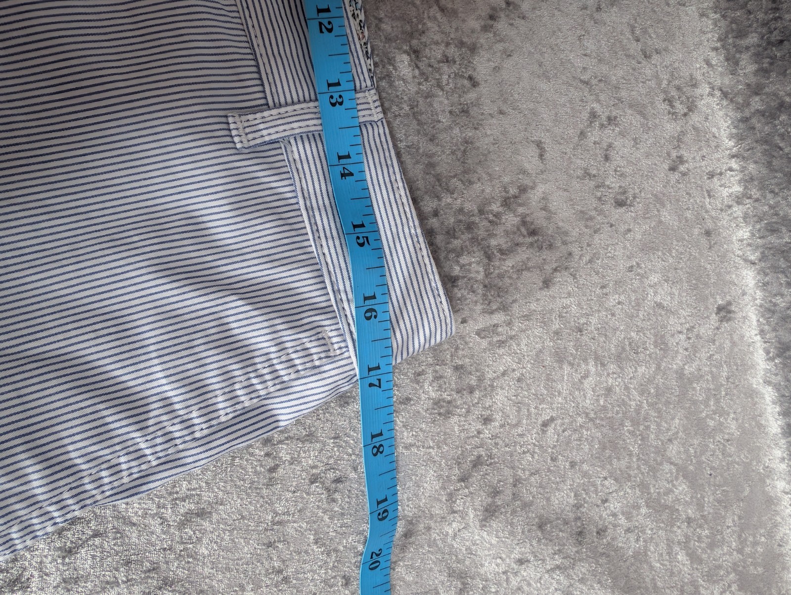 Marks & Spencer Blue & White Striped Tapered Cotton Summer Chino Trousers UK 12