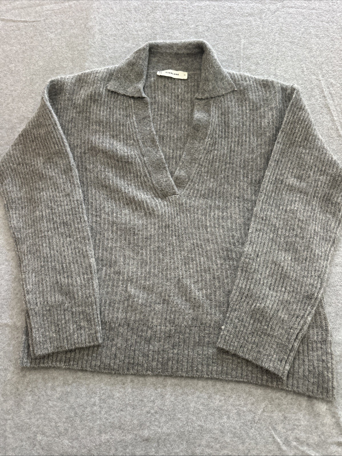 Everlane Sweater Womens M AGray Alpaca Wool Nylon Crewneck Chunky Knit Pullover