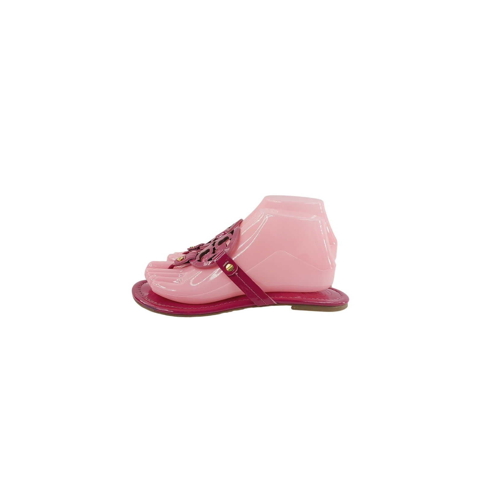 Tory Burch, Open Toe Synthetic / Rubber Jelly Flat Sandals, Women, Size 7, Pink