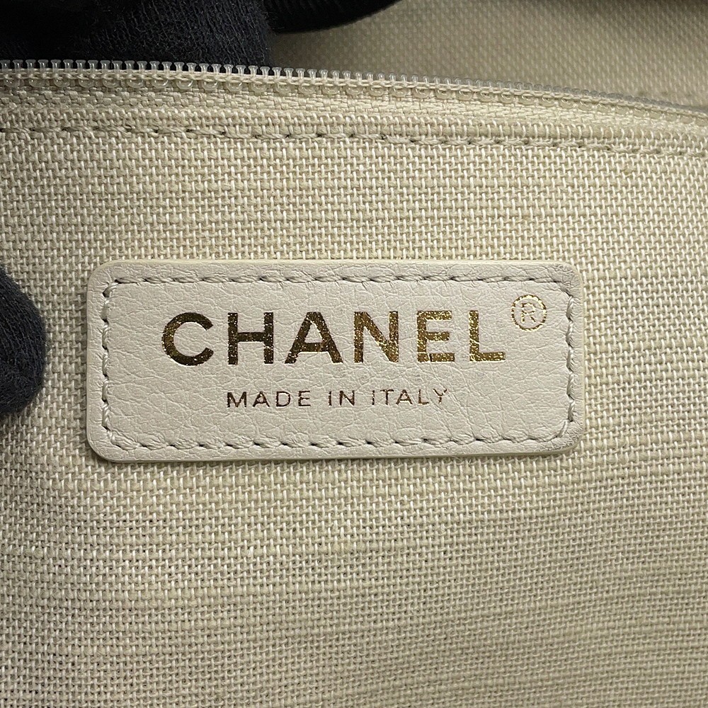 CHANEL Deauville Chain Tote Size Small Canvas/Leather Black AS3257