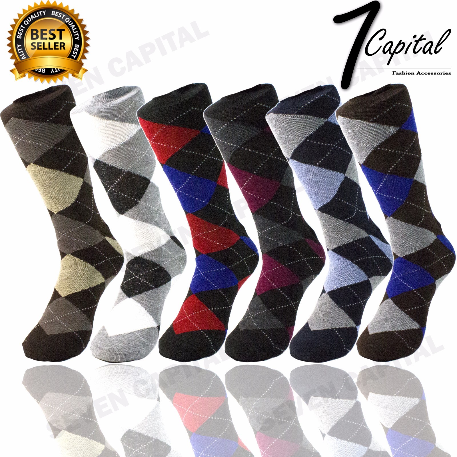 3 6 9 12 Pairs Lords Cotton Men’s Multi Color Argyle Diamond Dress Socks 10-13