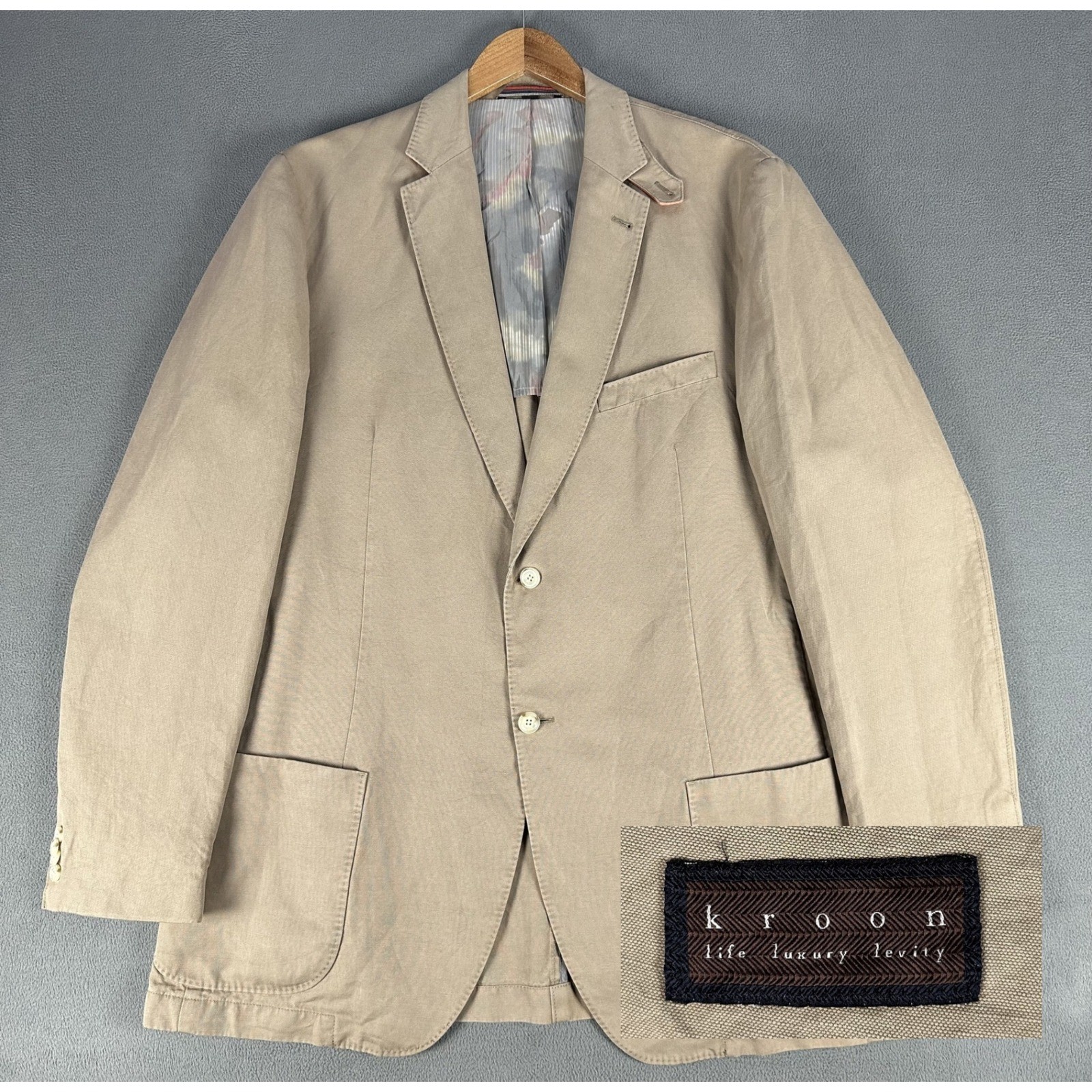 Kroon Blazer Jacket 46 XL Beige Cotton Linen Unstructured Quiet Luxury Bono 2