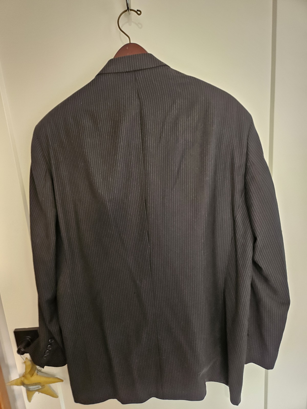 Calvin Klein Men’s 2-Piece Wool Pinstripe Suit Black/Gray 40W 34L Regular