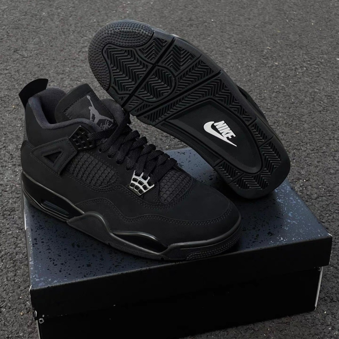 Air Jordan 4 Retro ‘Black Cat’ All Black Men’s Basketball Shoes 2025 Premium