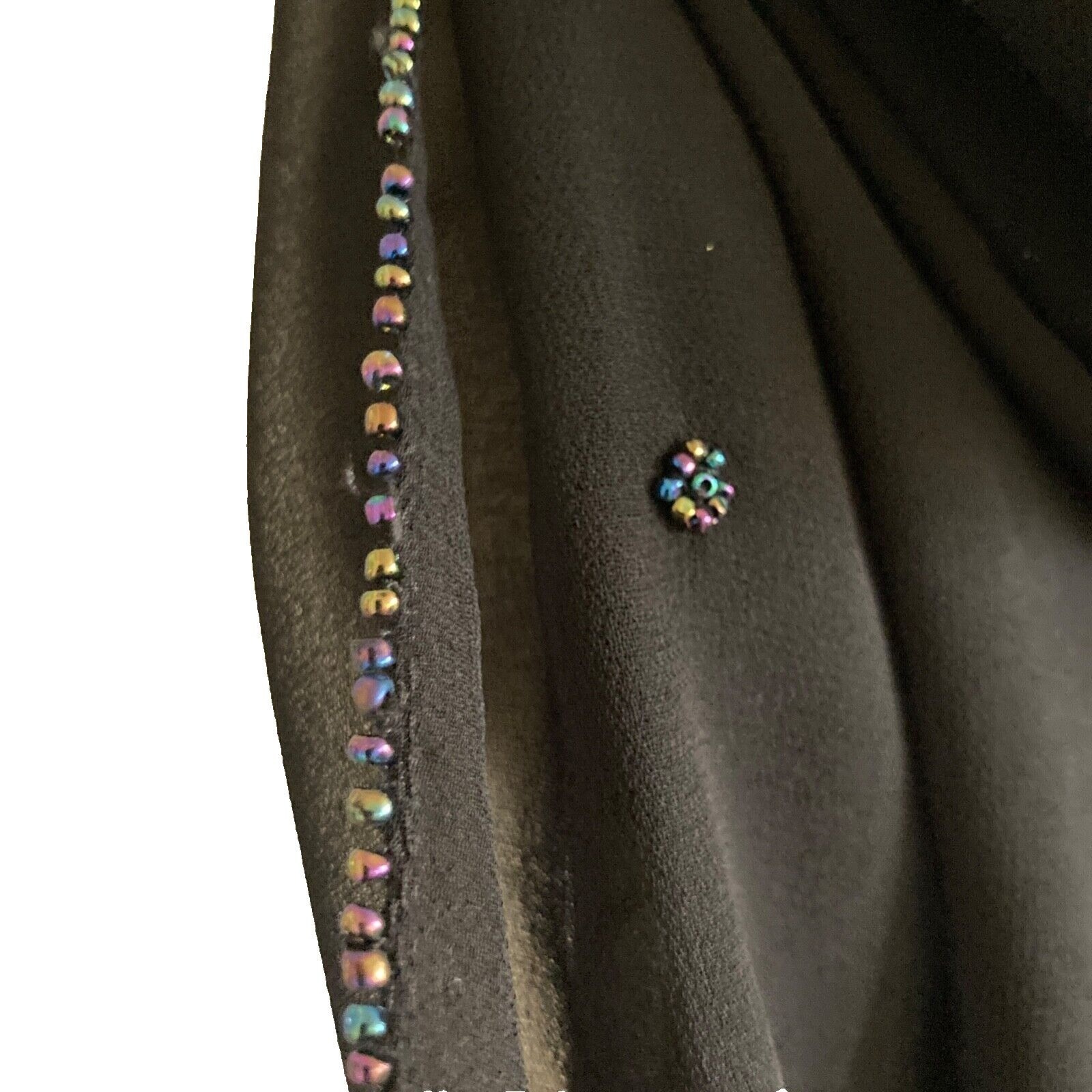 Scarf India 76 in Black Sheer Multicolor Beads Shawl Shayla Ghoonghat