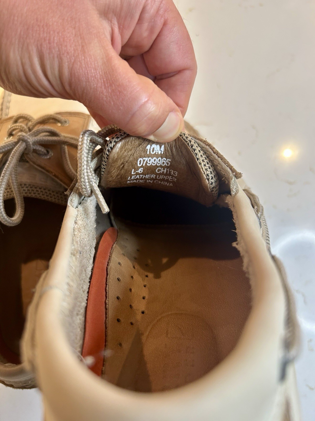 Men’s Sperrys Boat Shoe Size Authentic Original 10M L-6 CH133 Ivory And Tan