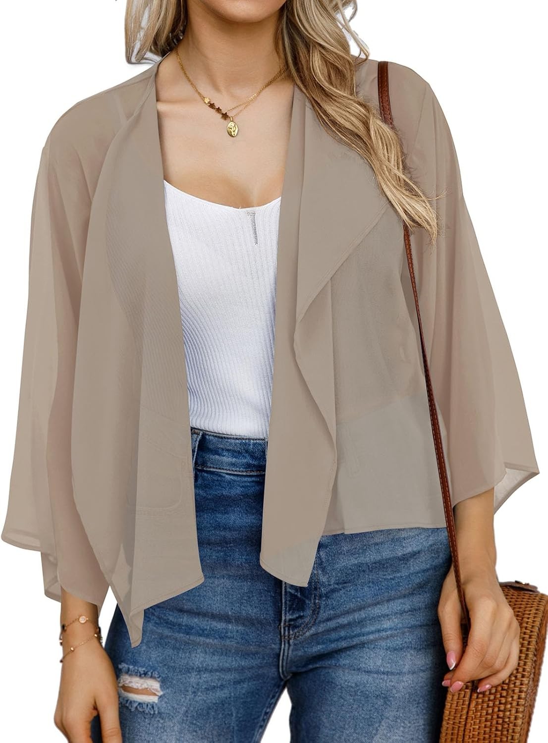 Womens Summer Short Shrugs Kimono Cardigan Casual Chiffon Bolero Jacket Tops
