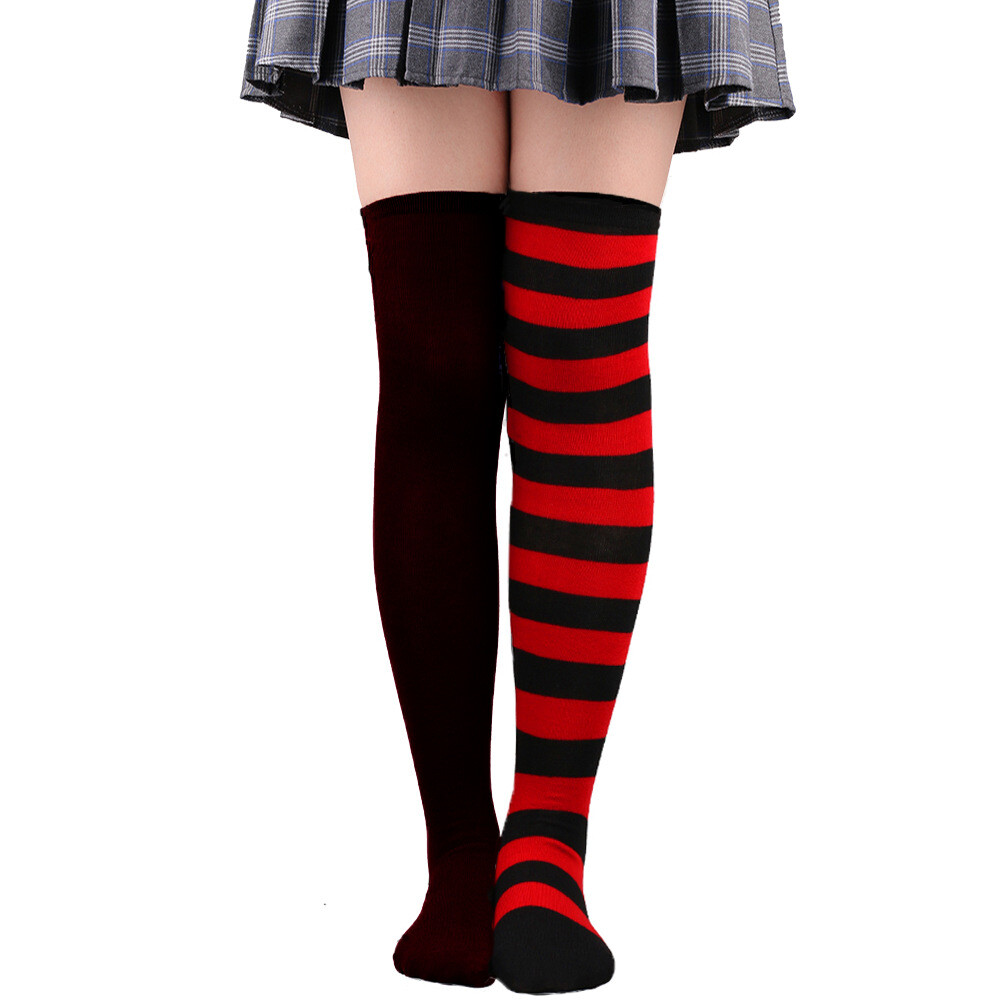 Soft Ladies Top Stay Up Extra Contrast Long Socks Thigh High Over the Knee Socks