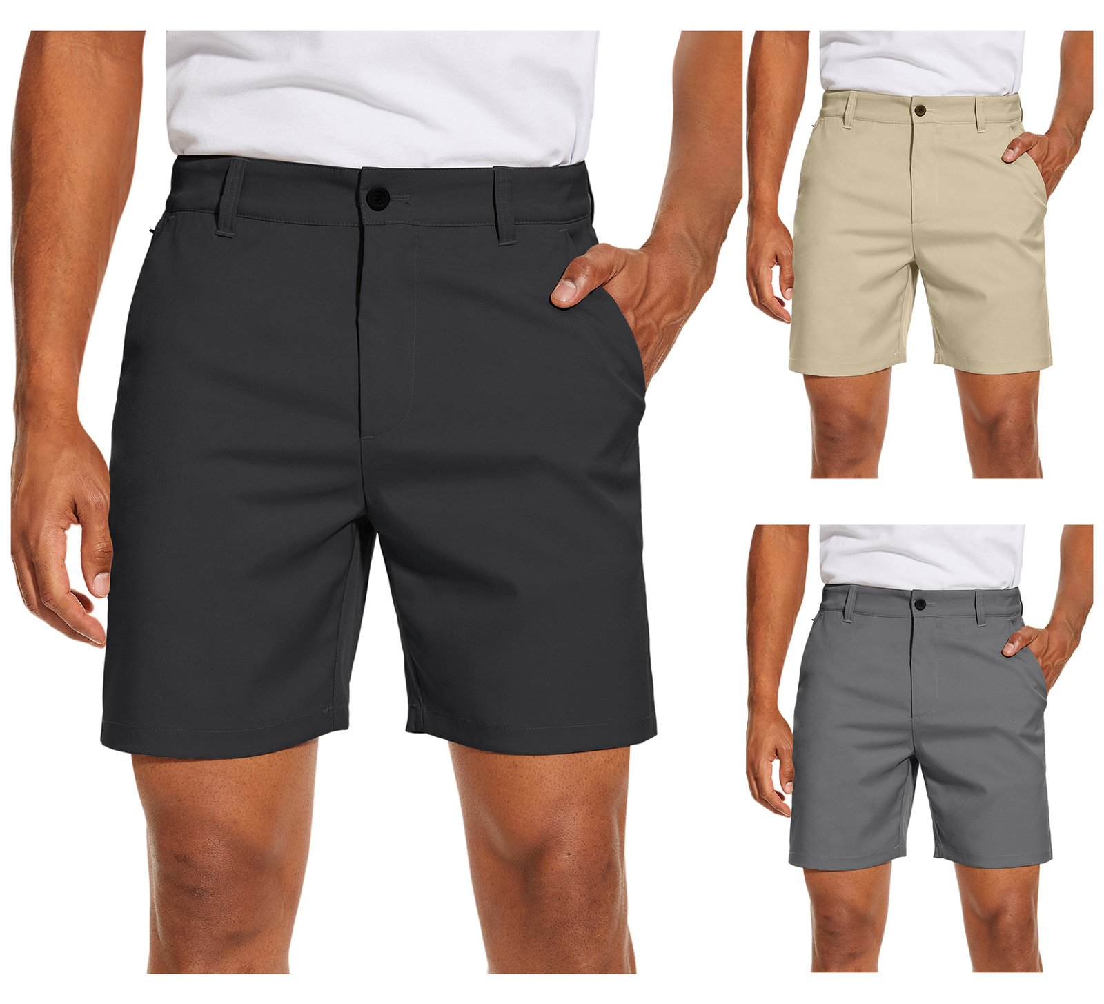 Men’s Golf Shorts Flat Front Lightweight Quick Dry Pockets Flex Dress 7” Pants