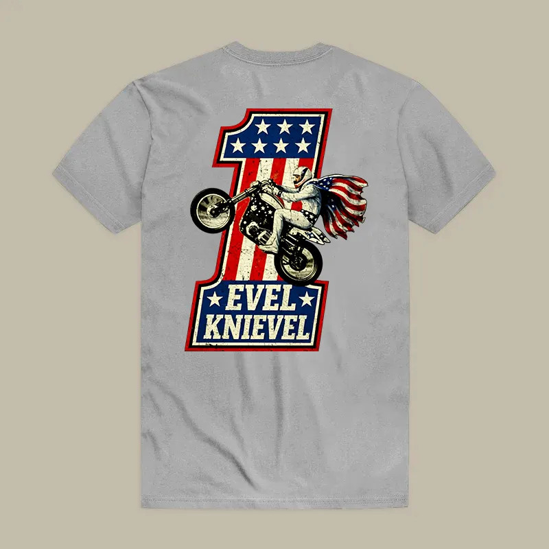 Evel Knievel T Shirt Stuntman Motorcycle Vintage Biker Graphic Mens Cotton Tee