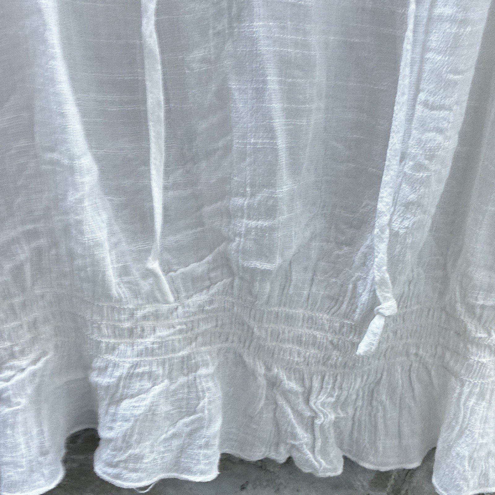 Romantic Pense White Off-Shoulder Solid Lace Ruffle Blouse Woven 3/4 Sleeve M