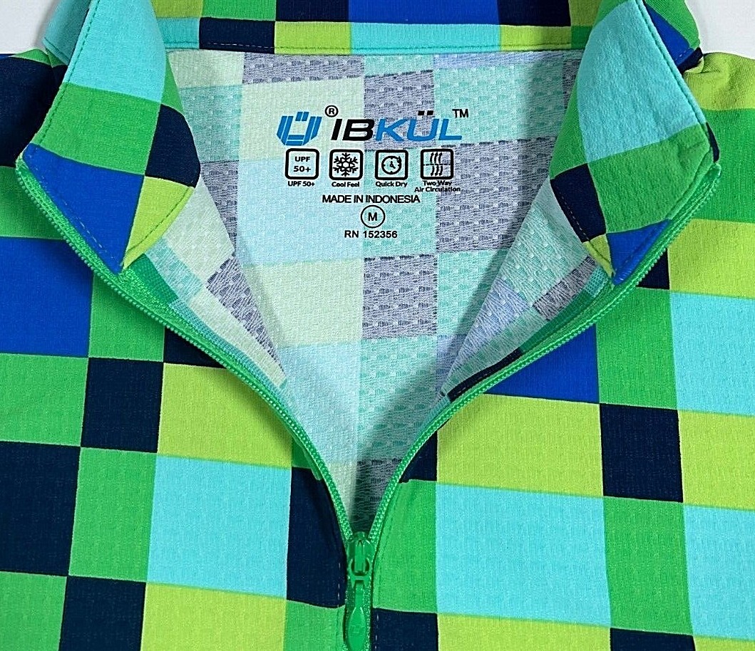 IBKUL Golf Tennis 1/4 Zip Pullover Shirt XS S M L Blue Green Long Sleeve Y1