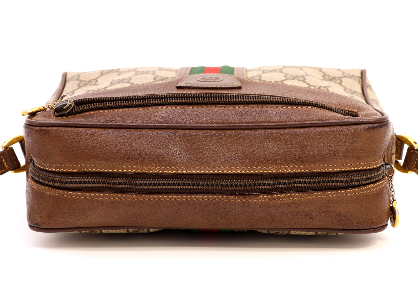 GUCCI VINTAGE Ophidia Shoulder Bag Web Stripe Logo Brown Classic Rare Authentic