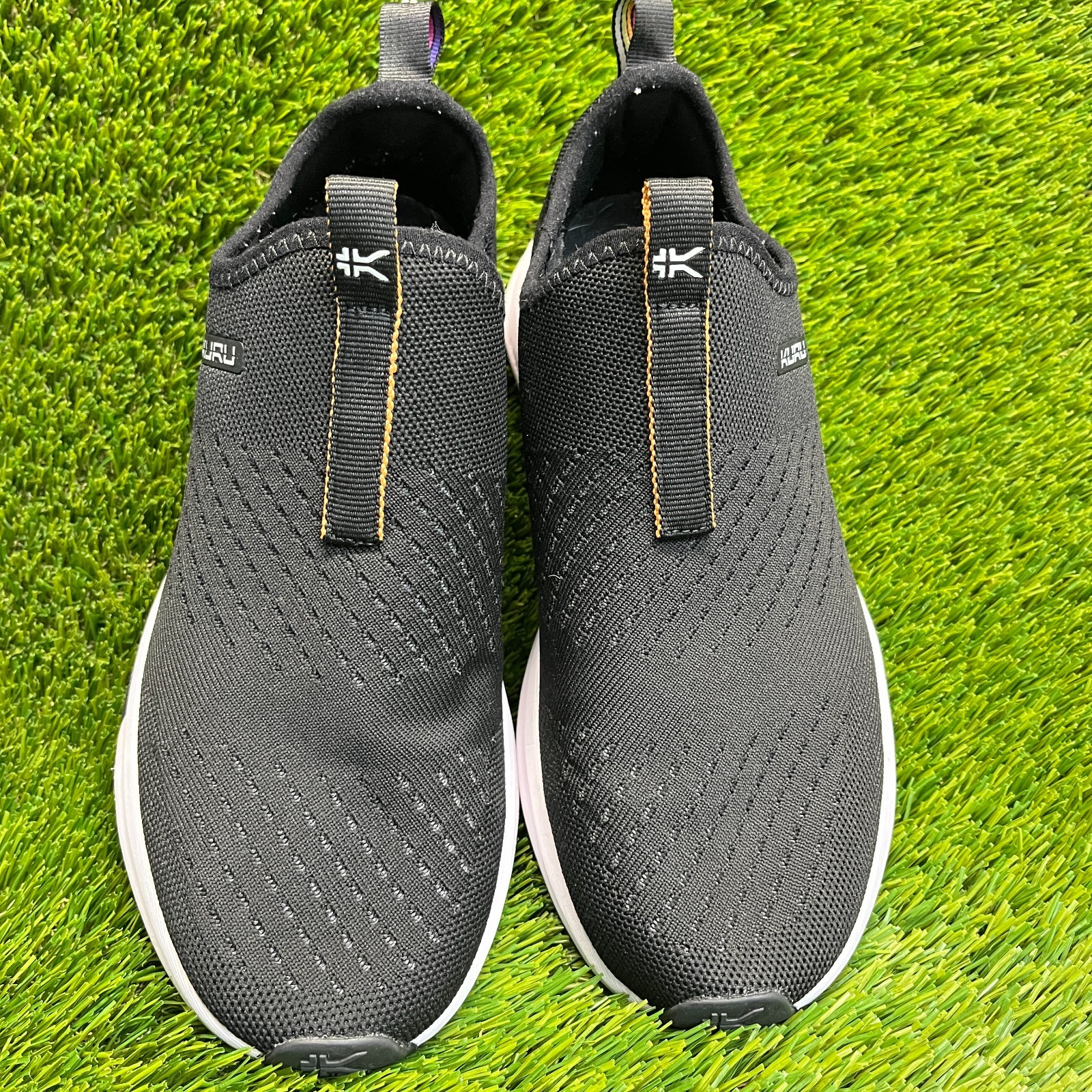 Kuru Atom Womens Size 9.5 Black White Athletic Walking Slip On Shoes Sneakers