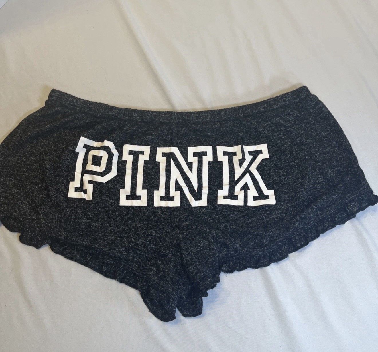 Pink Victorias Secret Black Lounge Shorts Size Large Ruffle Sleep Wear