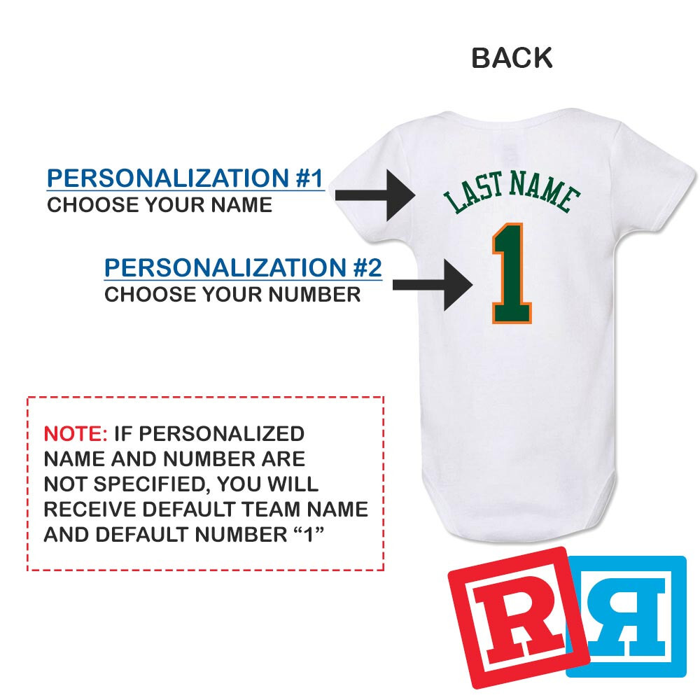 Personalized Miami Hurricanes Gerber Baby Onesie® Cotton Custom Bodysuit