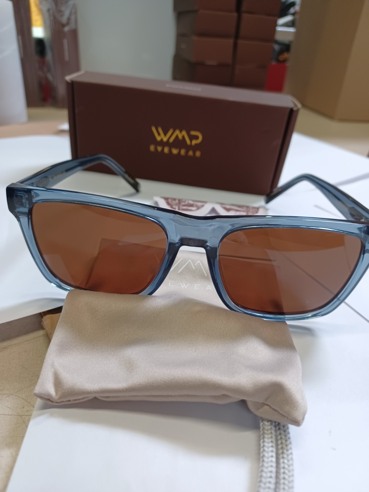 WMP Denver 54-20-149 Crystal Indigo Blue / Dark Brown Lens Sunglasses