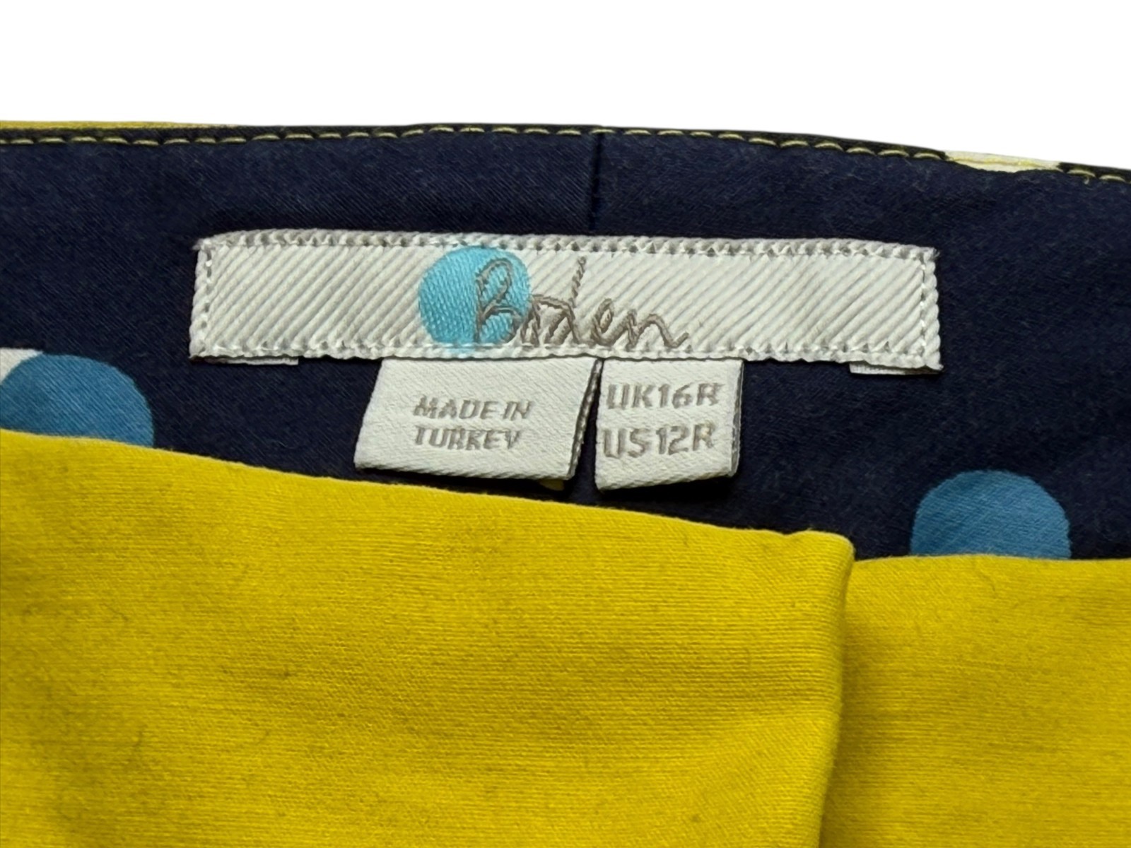 BODEN Women’s Pants Yellow Size US 12R. Made in Turkey 97% Cotton 3% Elastane