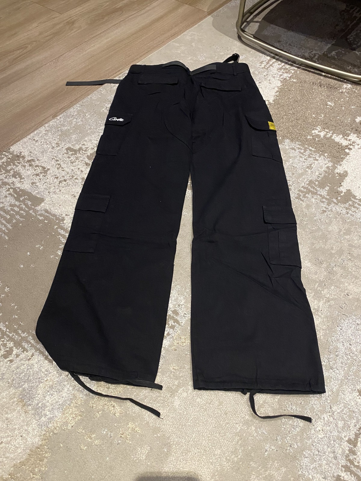 Corteiz Mens Black Track Combat Pants – XL – New