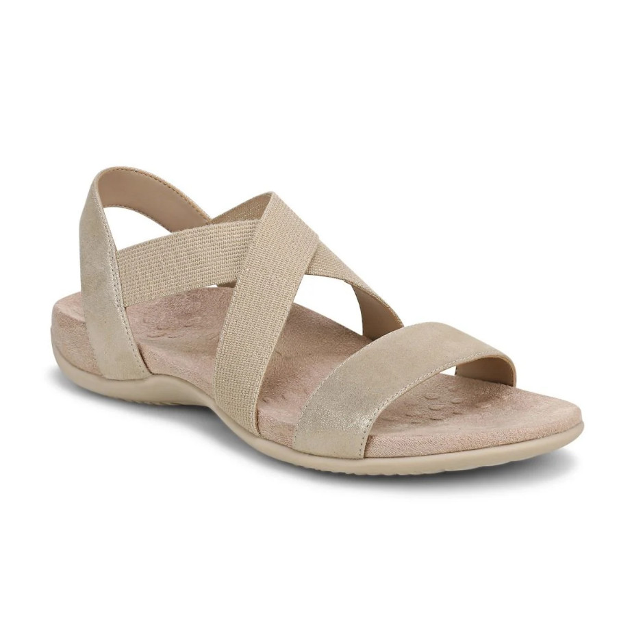 Vionic Women Raina Strappy Sandal, Gold Color, New, Size 5 to 10