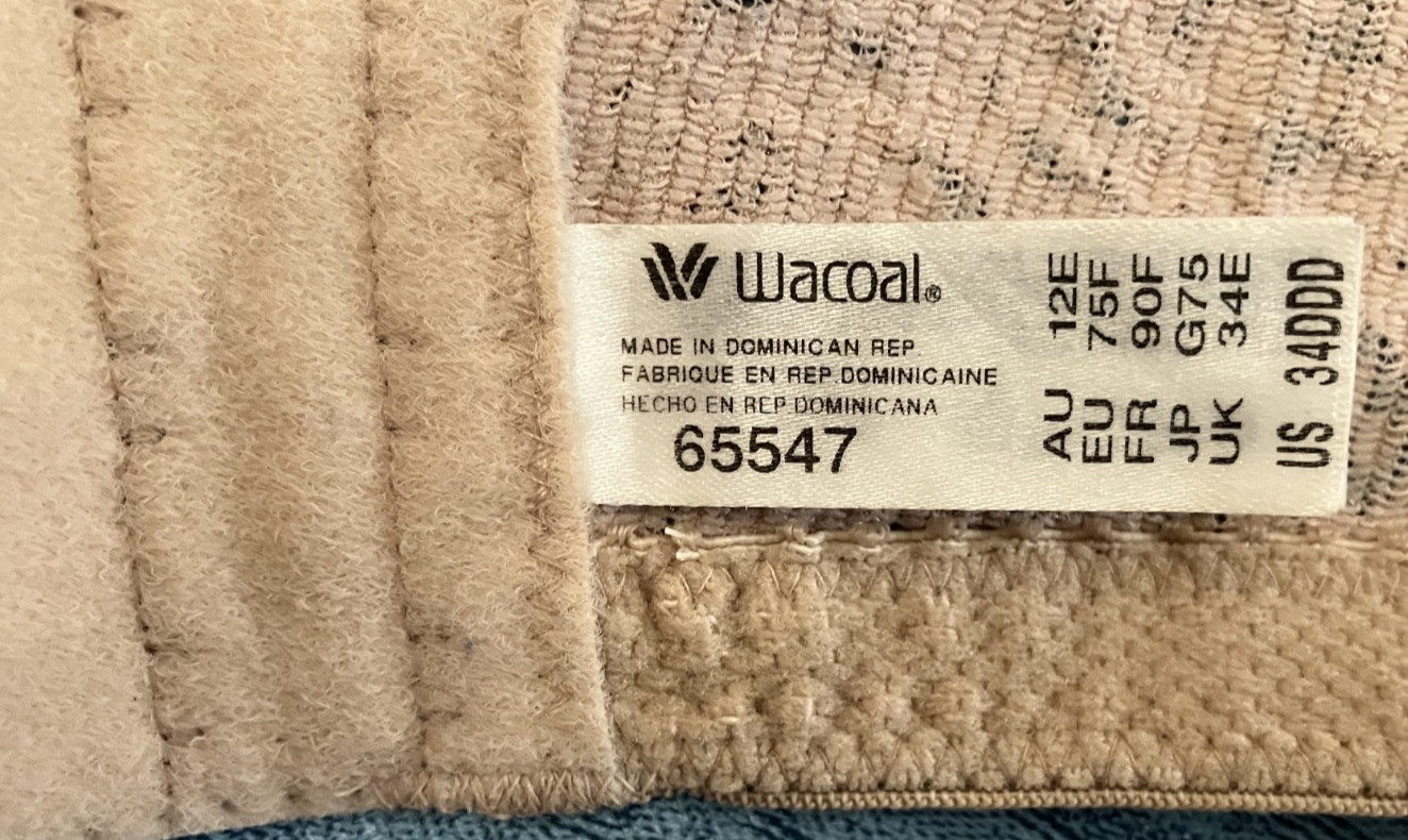 Wacoal TWO Beige Full Coverage Underwired Lacey Nylon/Spandex 65547 Bras 34 DDD