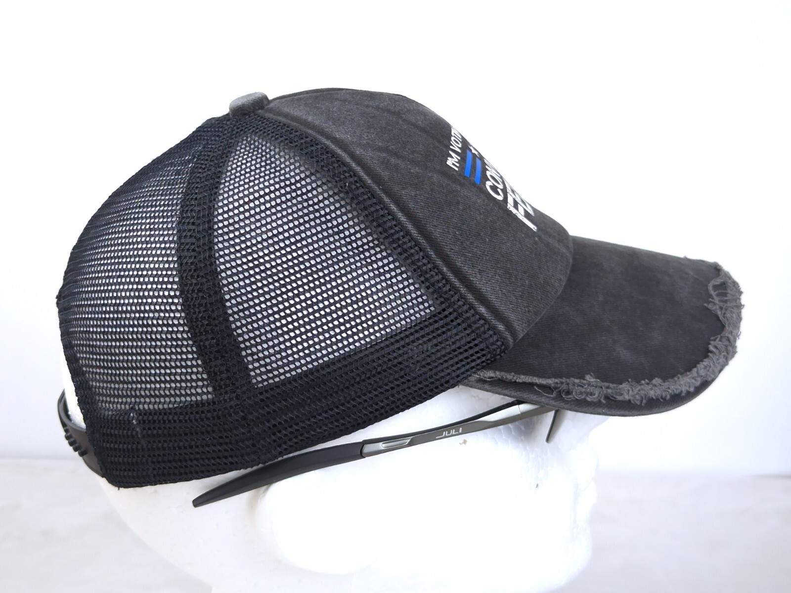 Trump 2024 “I’M VOTING FOR THE CONVICTED FELON” Distressed BLACK Baseball Cap