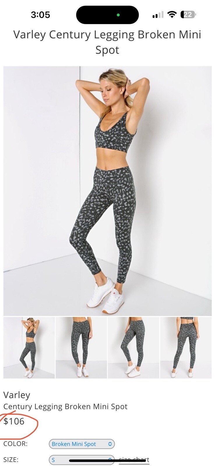 Varley Century Legging Broken Mini Spot Size S