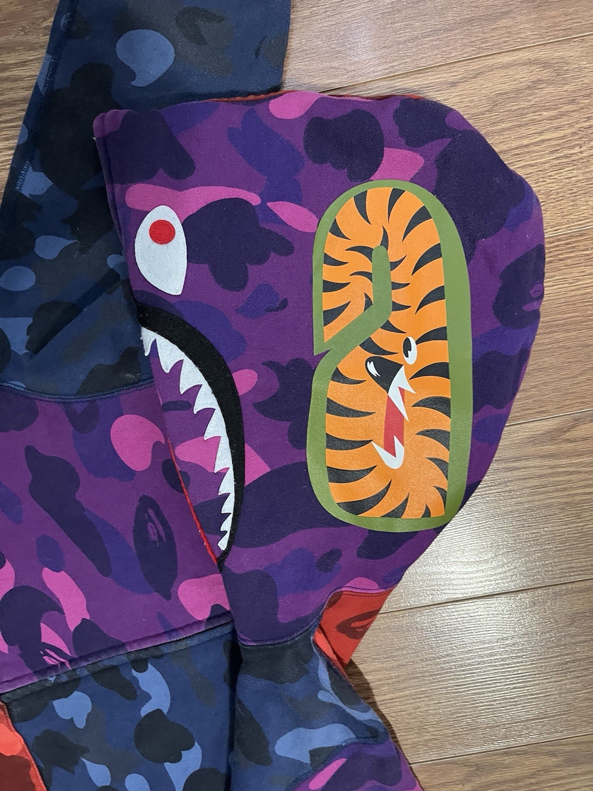 A Bathing Ape BAPE Shark Full Zip Multicolor Camo Hoodie Men’s Size M