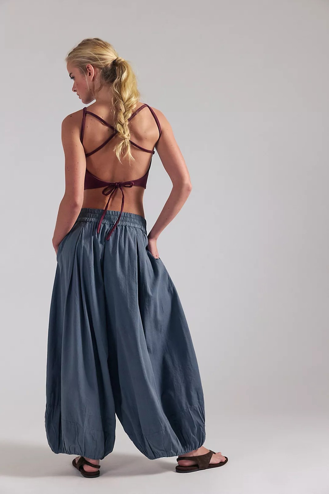 Free People Moonflower Pull-On Balloon Pants Womens Steel Grey XL NWT $98