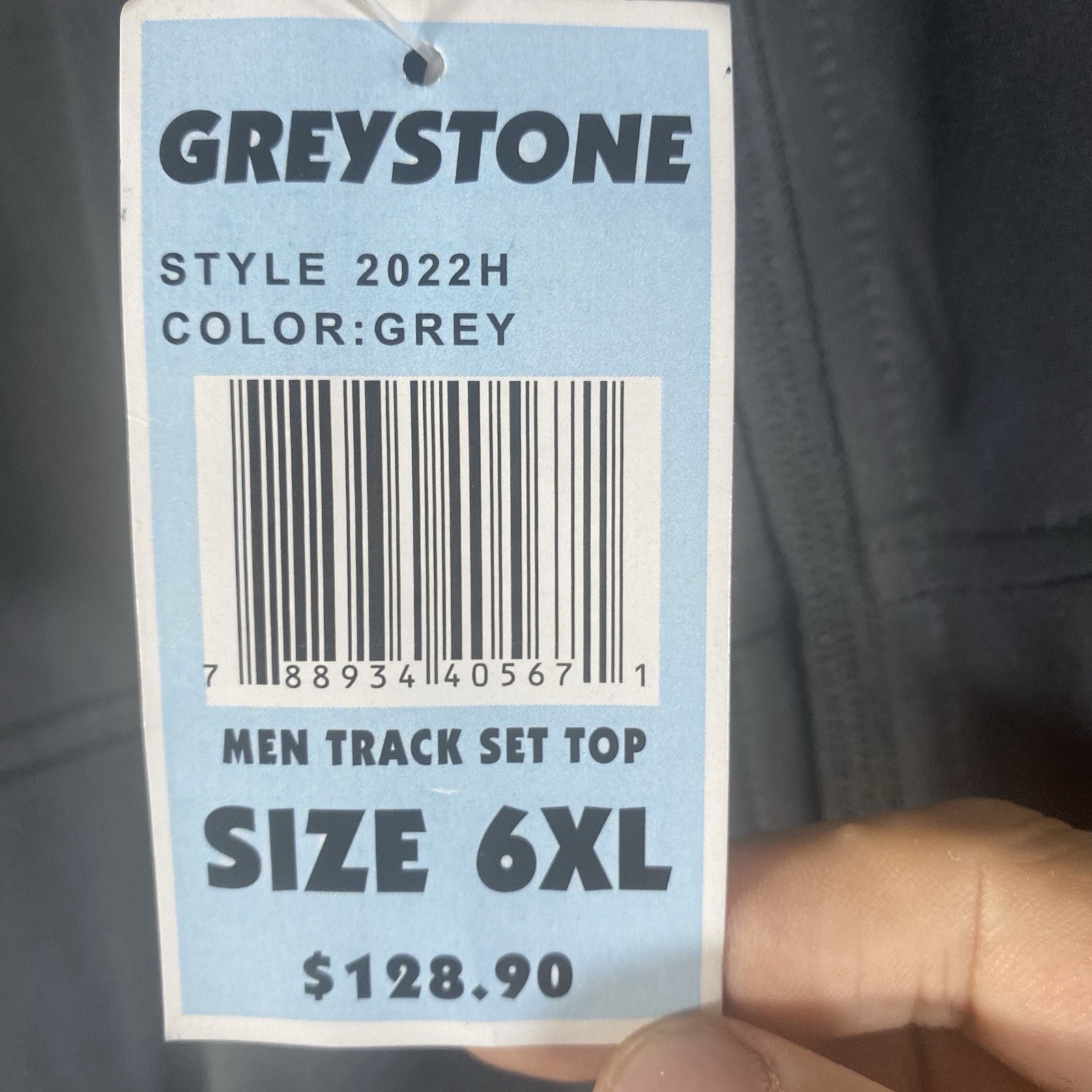 Greystone Big and Tall Track Jacket Mens 6XL Gray Full ZIp
