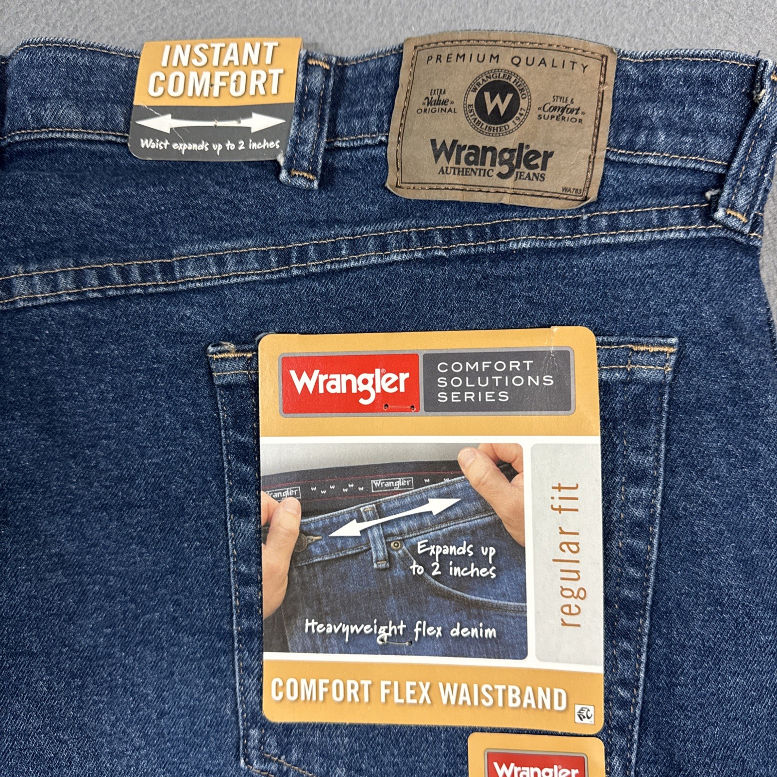 Wrangler Jeans Mens 44×29 Blue Regular Fit Straight Comfort Solutions Series NWT