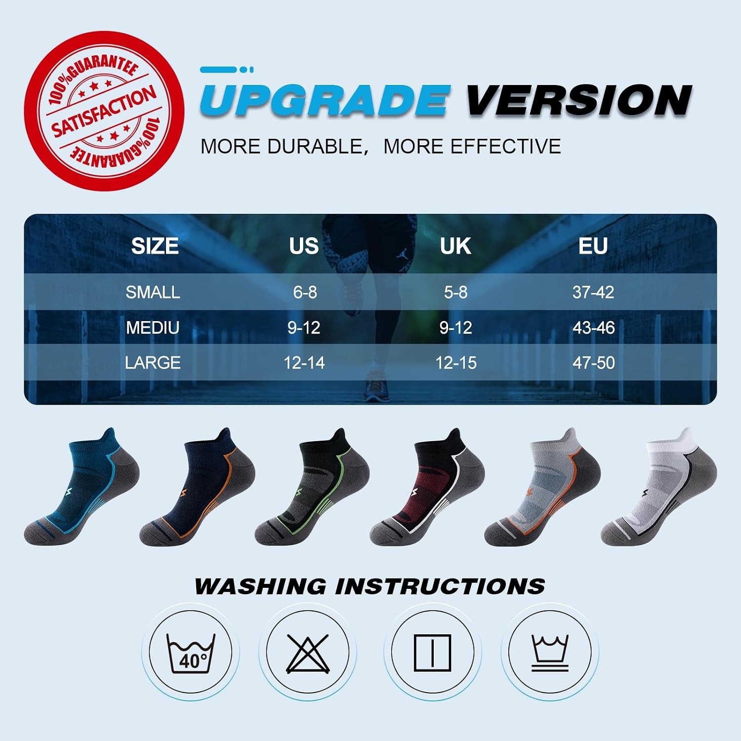 6 Pairs Cushioned Comfort Moisture Wicking Low Cut Cotton Blend Sports Everyday