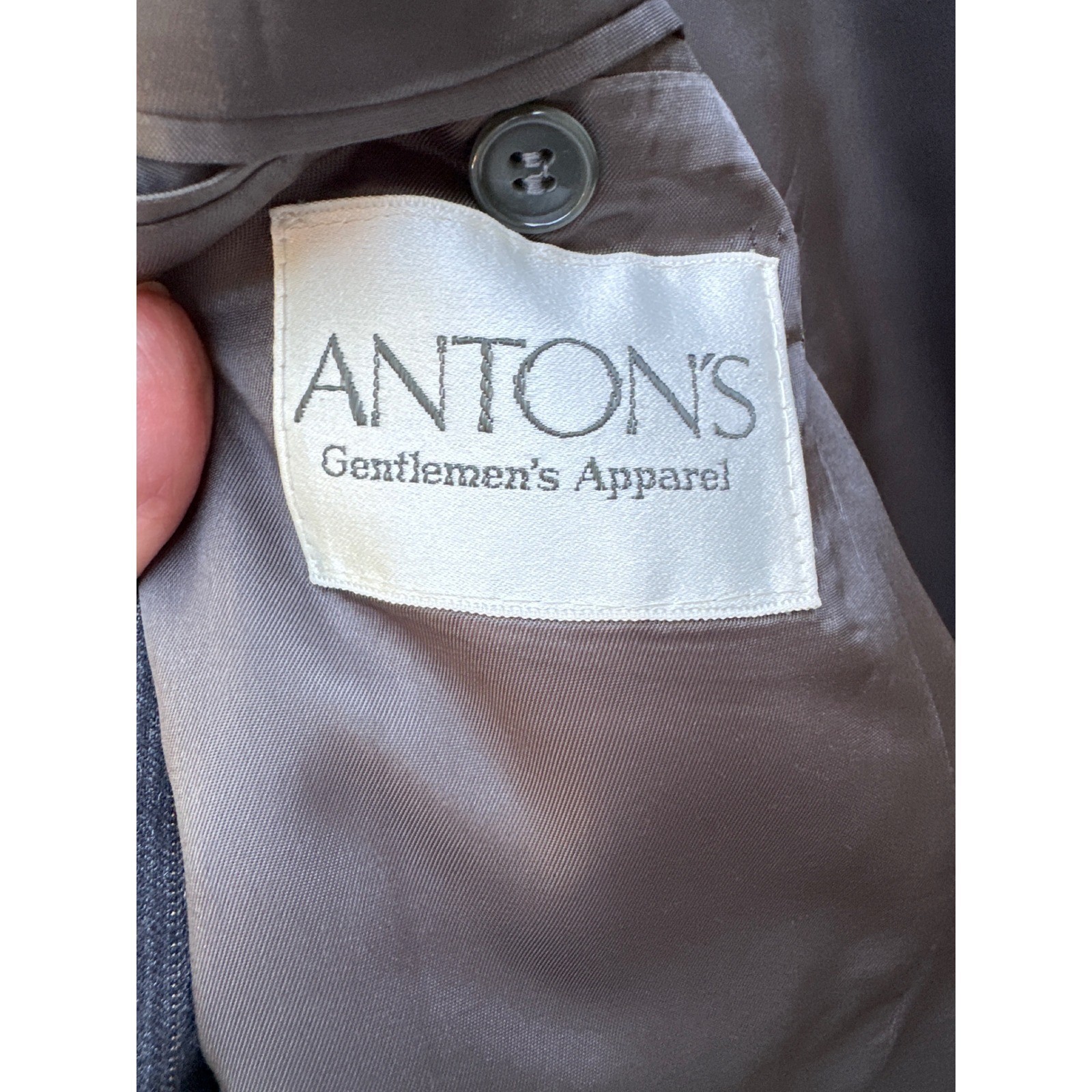 Milano Antons Mens 40S Pure Wool Pinstripe Blazer Embroidered Detail Gray 40