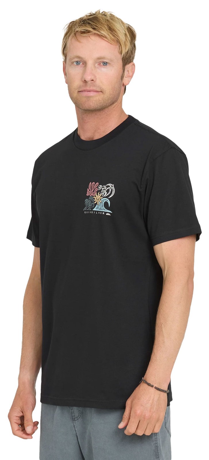 Quiksilver Men’s Collage Classic Short Sleeve Knit T-Shirt – Black – New