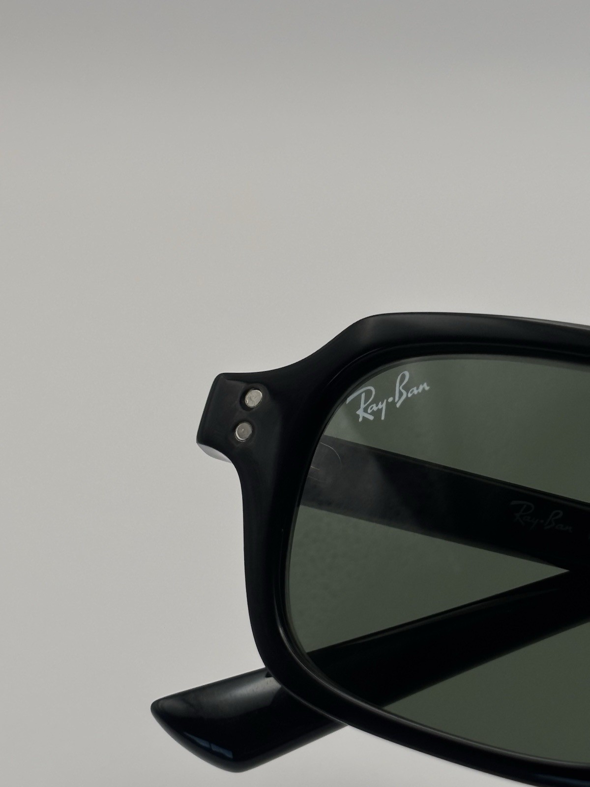 Ray-Ban RB4455 Zuri Rectangle Sunglasses Black Plastic Frame Green Tinted 145mm