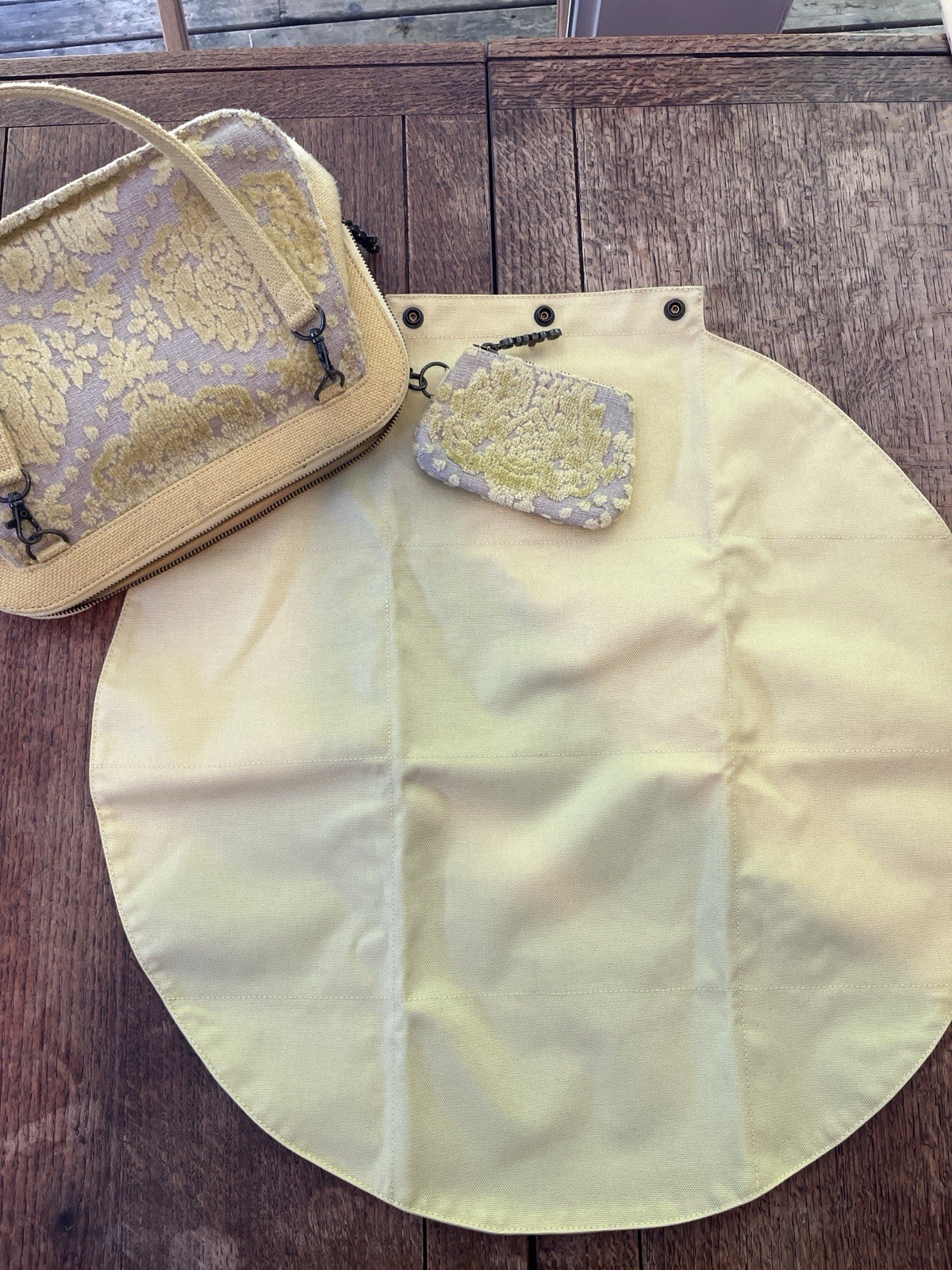 Cake by Petunia Pickle Bottom Cake Carpetbag Diaper Bag Yellow Upholstery Frame